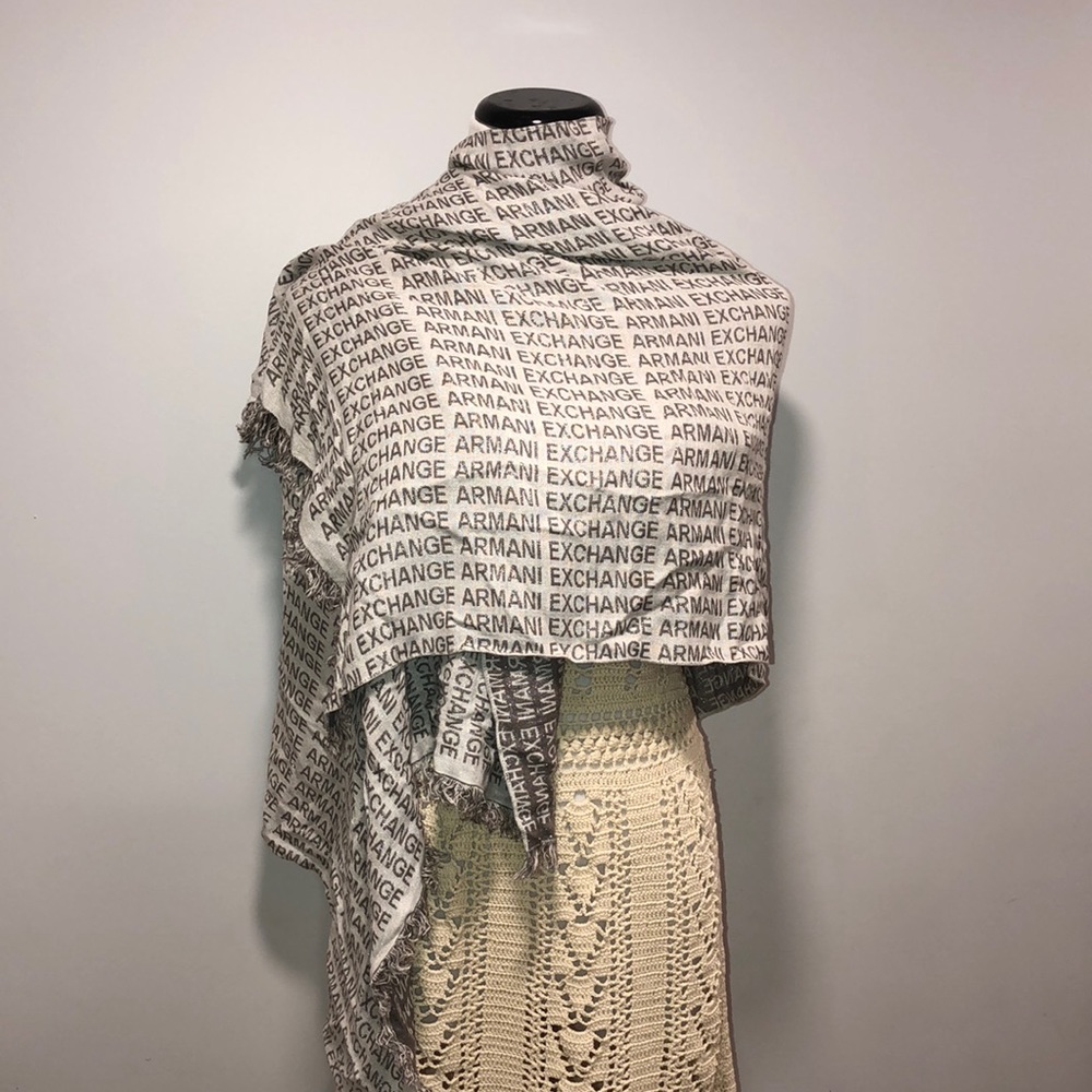 Armani Exchange Large Cotton Silk Scarf Wrap